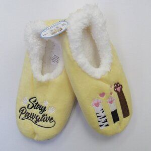 Women's Size 9/10 Large Snoozies! Stay Pawsitive Paw Print Pairables Slippers